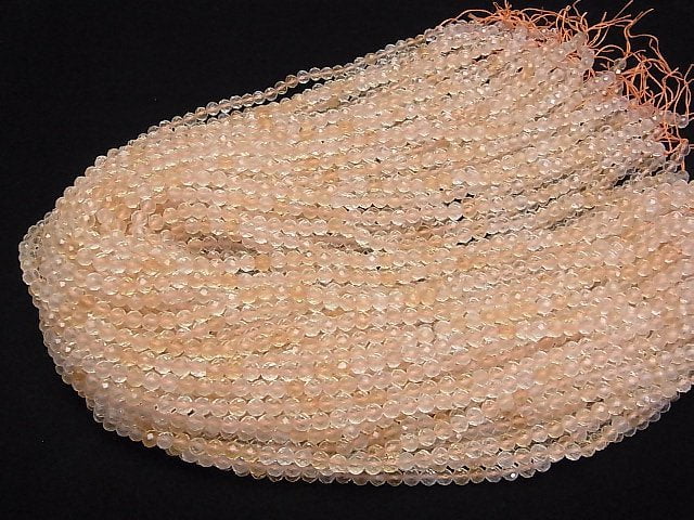Hochwertig! Kristall x Citrin AA++ facettiert rund 4mm 1strang Perlen (ca. 15inch/37cm)