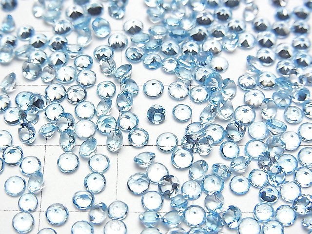 Hochwertiger Schweizer Blauer Topas AAA Lose Stein Rund Facettiert 3x3mm 10 Stück