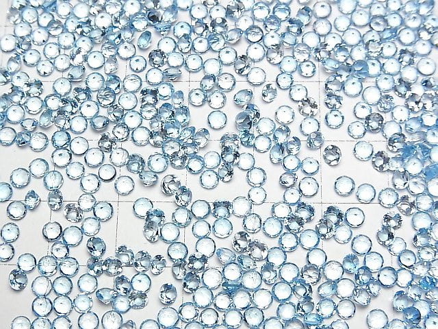 Hochwertiger Schweizer Blauer Topas AAA Lose Stein Rund Facettiert 3x3mm 10 Stück