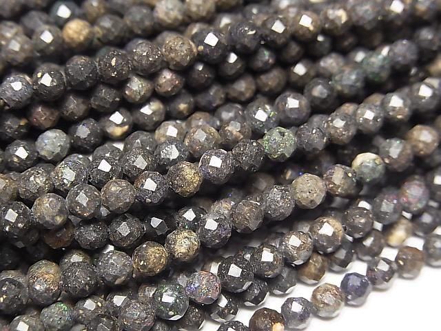 高品質!矩陣蛋白石 AA+ 切面圓珠 3mm 1串珠子 (約15英吋/36公分)