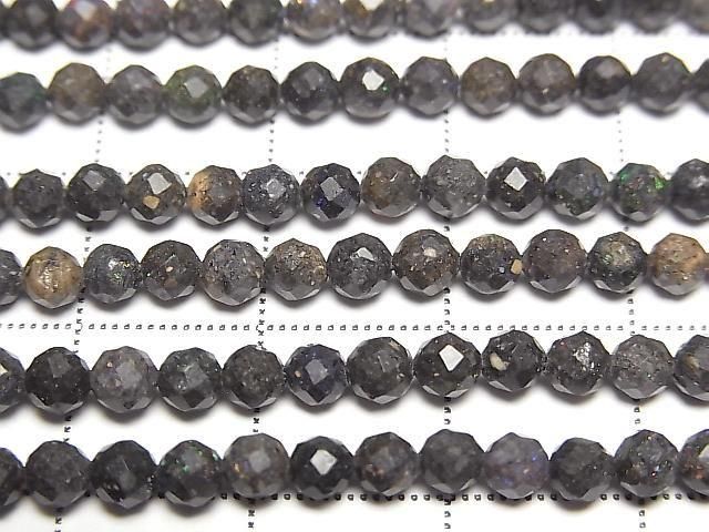 高品質!矩陣蛋白石 AA+ 切面圓珠 3mm 1串珠子 (約15英吋/36公分)