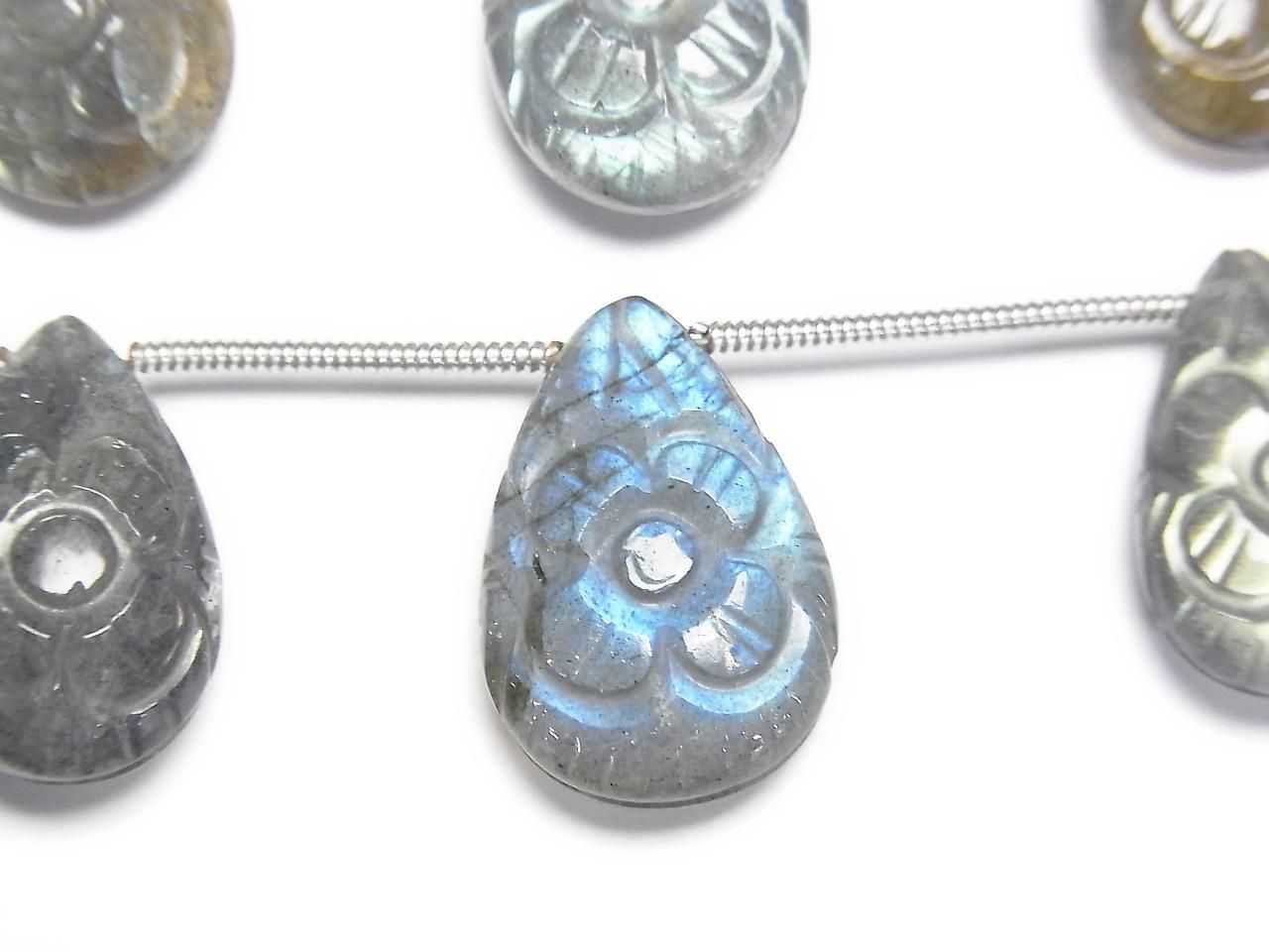 Labradorite AA++ perles taillées en forme de poire 1 fil (5 pièces)
