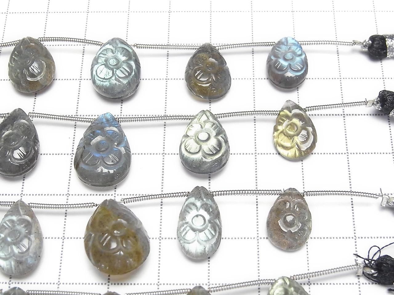 Labradorite AA++ perles taillées en forme de poire 1 fil (5 pièces)