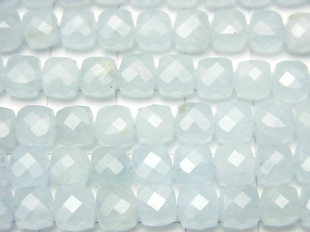 高品質!海藍寶石 AA++ 立方體形狀 5x5x5mm 半串或 1 串珠子 (約 15 英寸 / 37 公分)