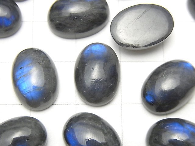 藍色拉長石 AA++ 橢圓素面蛋面 14x10mm 2顆
