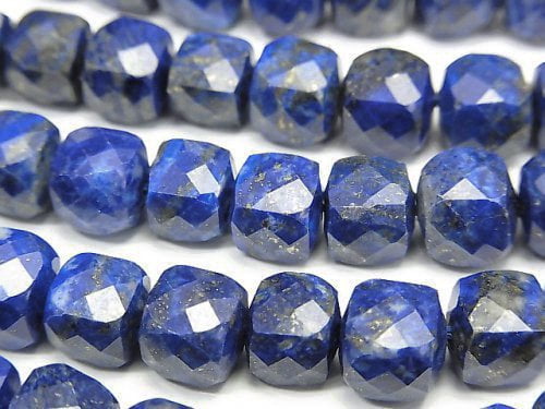 High Quality! Lapislazuli AA+ Cube Shape 8.5x8.5x8.5mm half or 1strand beads (aprx.15inch/37cm)
