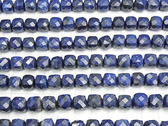 High Quality! Lapislazuli AA+ Cube Shape 8.5x8.5x8.5mm half or 1strand beads (aprx.15inch/37cm)