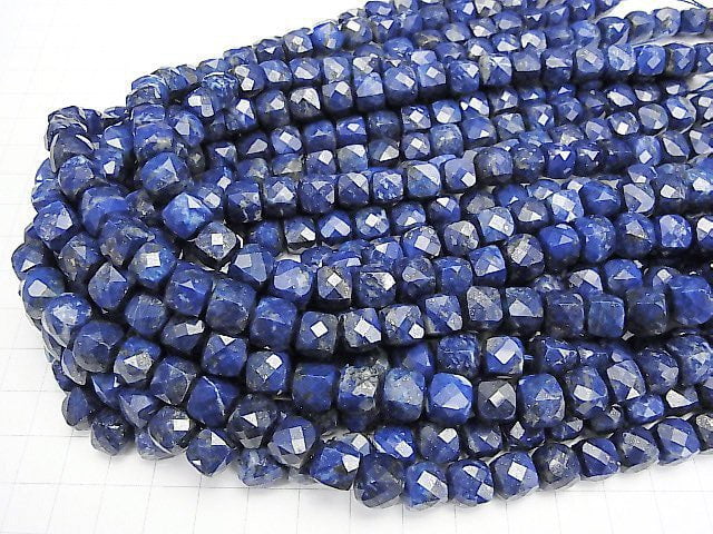 High Quality! Lapislazuli AA+ Cube Shape 8.5x8.5x8.5mm half or 1strand beads (aprx.15inch/37cm)