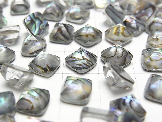 Abalone-Muschel x Kristall AAA Zuckerhut-Schliff 8x8mm 2 Stück