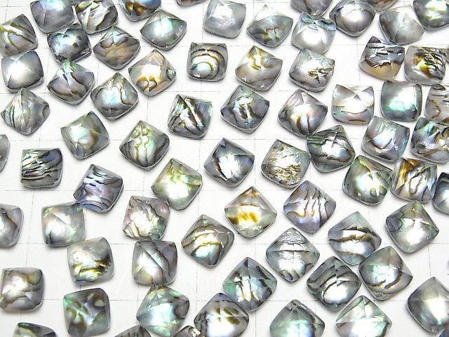 Abalone-Muschel x Kristall AAA Zuckerhut-Schliff 8x8mm 2 Stück