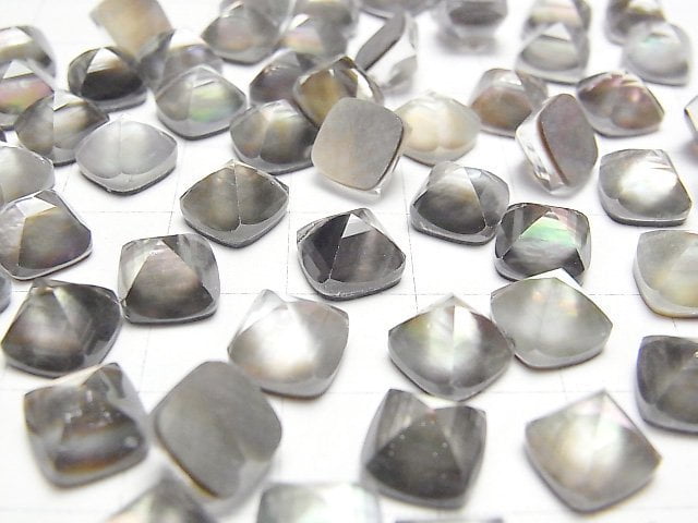 Braune Muschel x Kristall AAA Zuckerhut-Schliff 8x8mm 2 Stück
