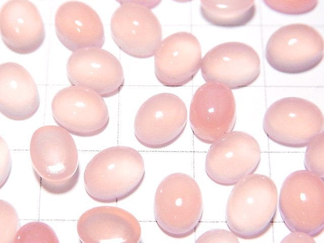 高品質粉紅色玉髓 AAA 橢圓蛋面 8x6mm 10顆