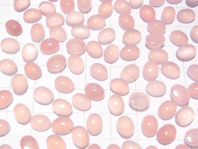 Hochwertiger rosa Chalcedon AAA ovaler Cabochon 8x6mm 10 Stück