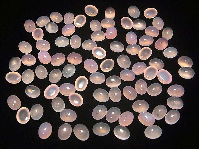 Hochwertiger rosa Chalcedon AAA ovaler Cabochon 8x6mm 10 Stück