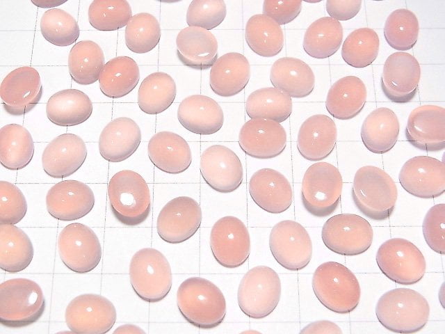 Hochwertiger rosa Chalcedon AAA ovaler Cabochon 10x8mm 5 Stück