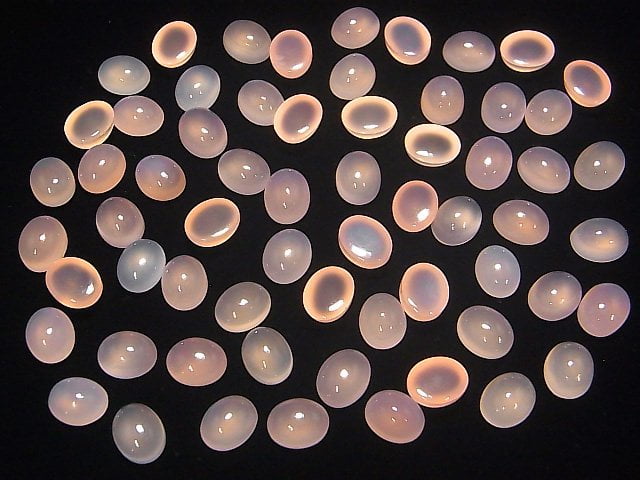 Hochwertiger rosa Chalcedon AAA ovaler Cabochon 10x8mm 5 Stück