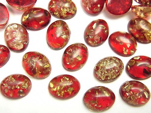龜裂紅色琥珀橢圓形蛋面 10x8mm 2顆