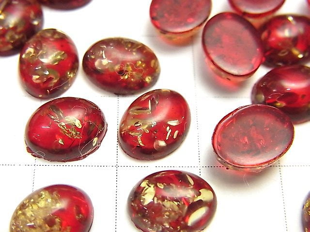 龜裂紅色琥珀橢圓形蛋面 10x8mm 2顆