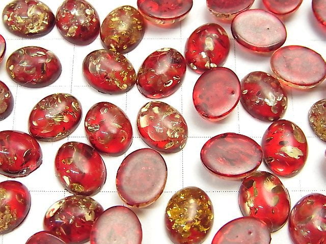 Rissiger roter Bernstein ovaler Cabochon 10x8mm 2 Stück