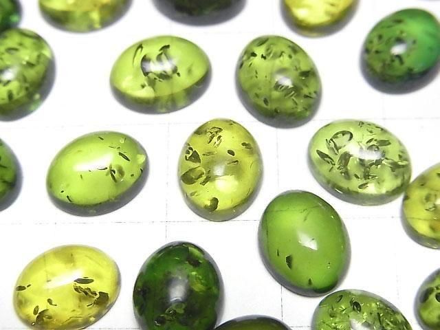裂紋綠色琥珀橢圓形蛋面 10x8mm 2顆