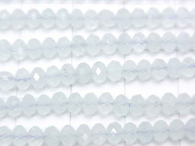High Quality! Aquamarine AA++ Faceted Button Rondelle 4x4x2.5mm 1strand beads (aprx.15inch/37cm)