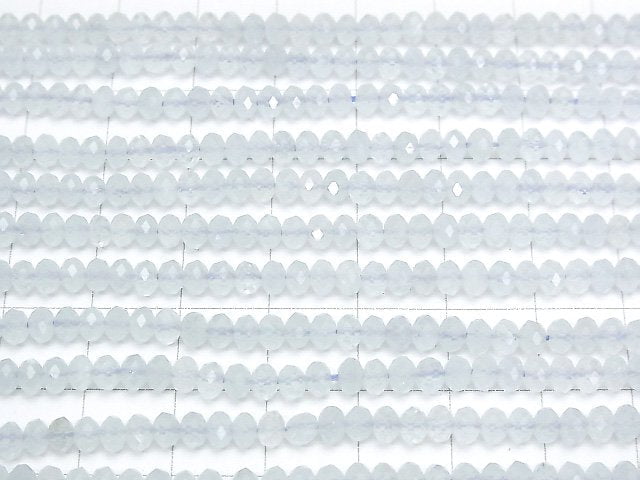 High Quality! Aquamarine AA++ Faceted Button Rondelle 4x4x2.5mm 1strand beads (aprx.15inch/37cm)