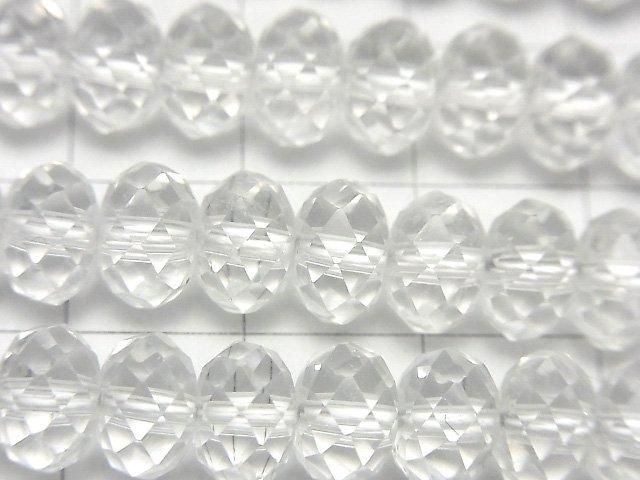 高品質!水晶 AAA- 刻面鈕扣算盤珠 8x8x5毫米 半串或一串珠子(約15英吋/37厘米)