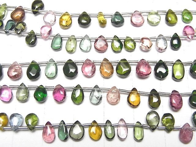 High Quality Multi-color Tourmaline AAA- Pear shape (Smooth) half or 1strand beads (aprx.7inch/18cm)