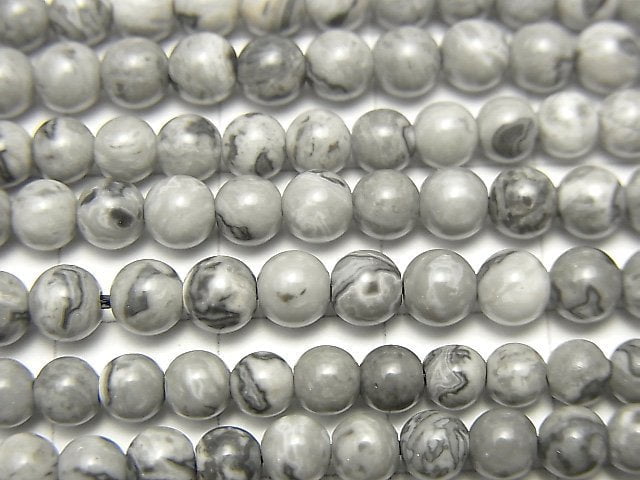 灰色碧玉圓珠 4mm 1串 (約15英吋 / 38公分)