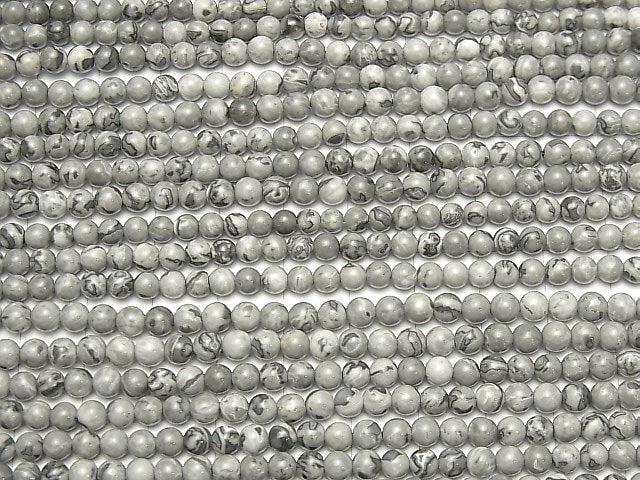 Gray Jasper Round 4mm 1strand beads (aprx.15inch / 38cm)
