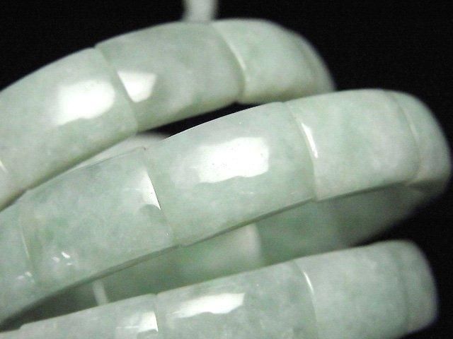 緬甸玉翡翠 AAA 級 - 雙孔長方形 15x11x6mm 1串(手鐲)
