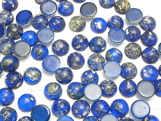 Rissige blaue Farbe Amber Runde Cabochon 10x10mm 2 Stück