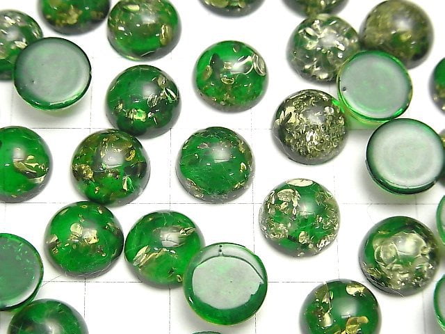 Rissiger grüner Bernstein runder Cabochon 10x10mm 2 Stück