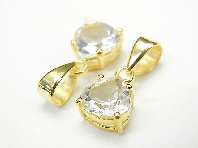 Hochwertiger Weißer Topas AAA Kastanienförmiger Facettierter Anhänger 7x7mm 18KGP