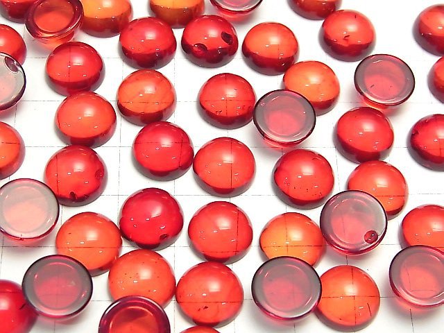 Roter Farb- Bernstein Runde Cabochon 12x12mm 2Stk