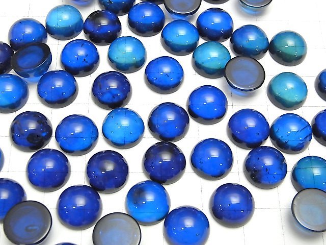 Blauer Farb- Bernstein Runde Cabochon 12x12mm 2Stk