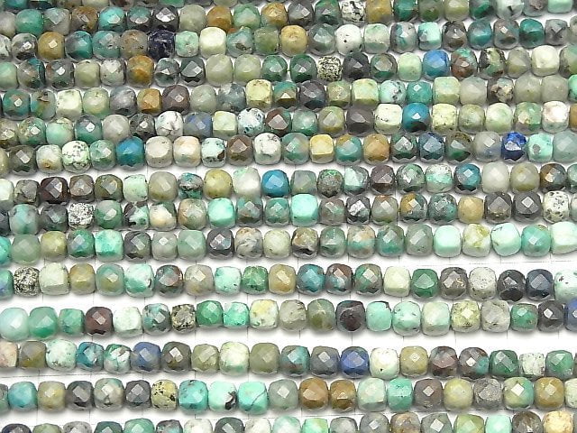 Hochwertig! Chrysokoll AA+ Würfelform 6x6x6mm halb oder 1strang Perlen (ca. 38cm)