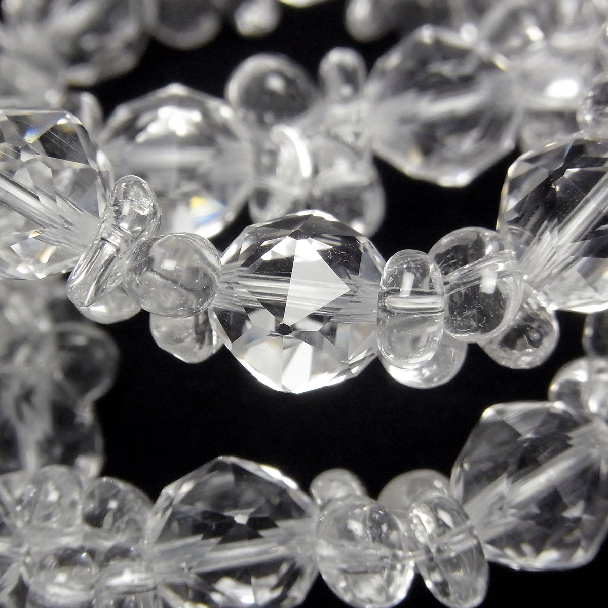 Bracelet en quartz cristallin de haute qualité AAA, facetté en étoile, rond 8 mm, 10 mm et pépites (petites)