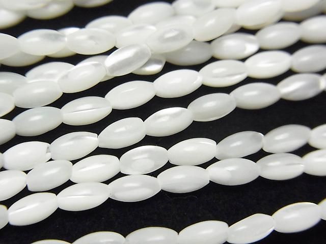 珍珠母貝白米珠 5x3x3mm 1串珠子 (約15英吋/37公分)