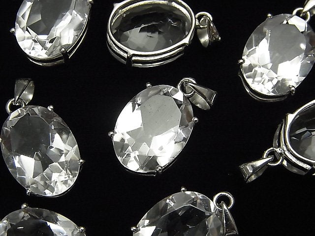 Hochwertiger Kristall AAA oval facettiert Anhänger 16x12mm Silber925 1Stück