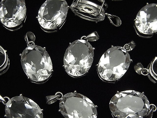 Hochwertiger Kristall AAA oval facettiert Anhänger 16x12mm Silber925 1Stück
