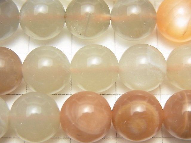 多色月光石 AA++ 圓珠 10mm 半串或一串珠 (約15英吋 / 37公分)