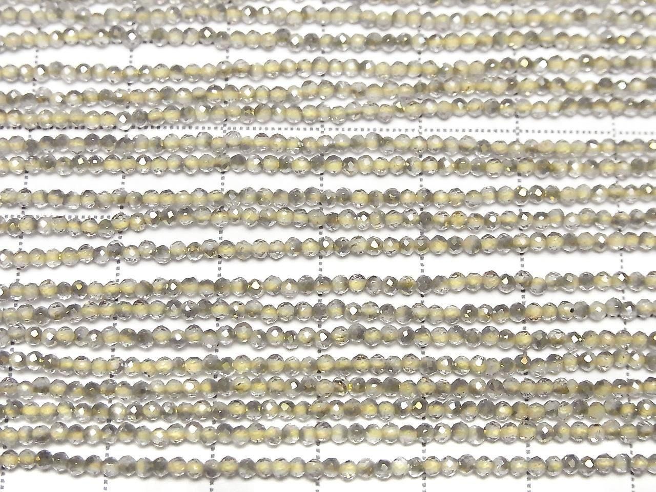 Haute Qualité ! Topaze AAA Facettée Ronde 2mm Revêtement Jaune 1 fil perles (env. 15 pouces / 37cm)