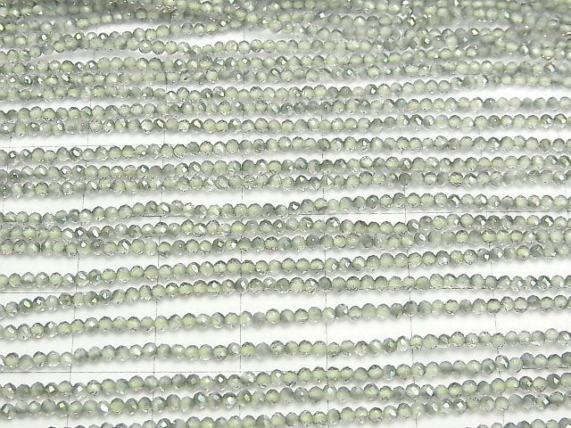 Hochwertig! Topas AAA Facettierte Rund 2mm Grüne Beschichtung 1Strang Perlen (ca. 15 Zoll / 37cm)