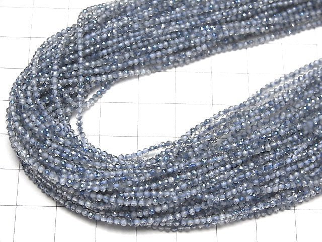 Hochwertig! Topas AAA facettierte Rund 2mm blaue Beschichtung 1Strang Perlen (ca. 15 Zoll / 37 cm)