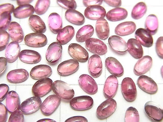 高品質粉紅色碧璽 AA++ 橢圓素面切割 5x3公釐 5顆