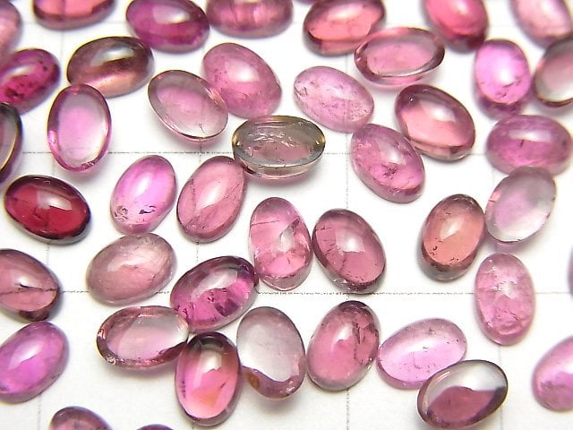 高品質粉紅碧璽 AA++ 橢圓形素面切割 6x4公釐 4顆