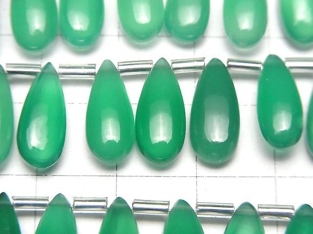 高品質綠玉髓AAA級梨形(平滑)15x6毫米半串或1串珠子(18顆)