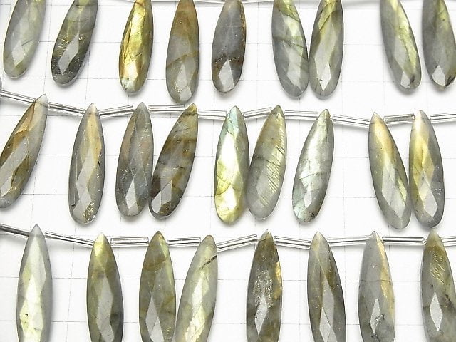 Hochwertiger Labradorit AA++ Birnenform Facettierte Briolette 30x8mm halbe oder 1 Strang Perlen (12 Stück)