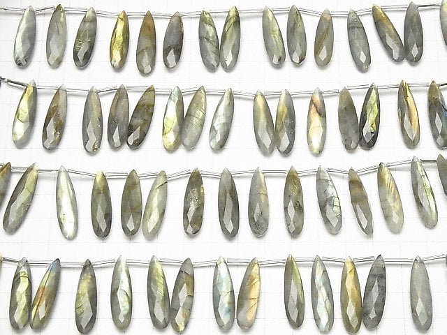 Hochwertiger Labradorit AA++ Birnenform Facettierte Briolette 30x8mm halbe oder 1 Strang Perlen (12 Stück)